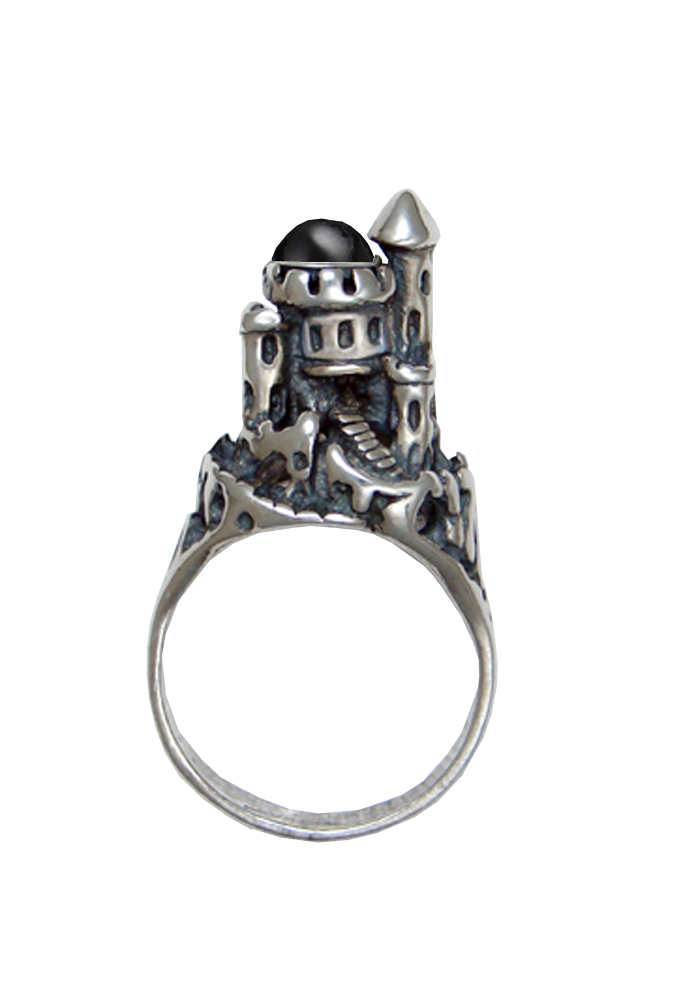 Sterling Silver Castle of Dreams Ring With Black Onyx Size 10